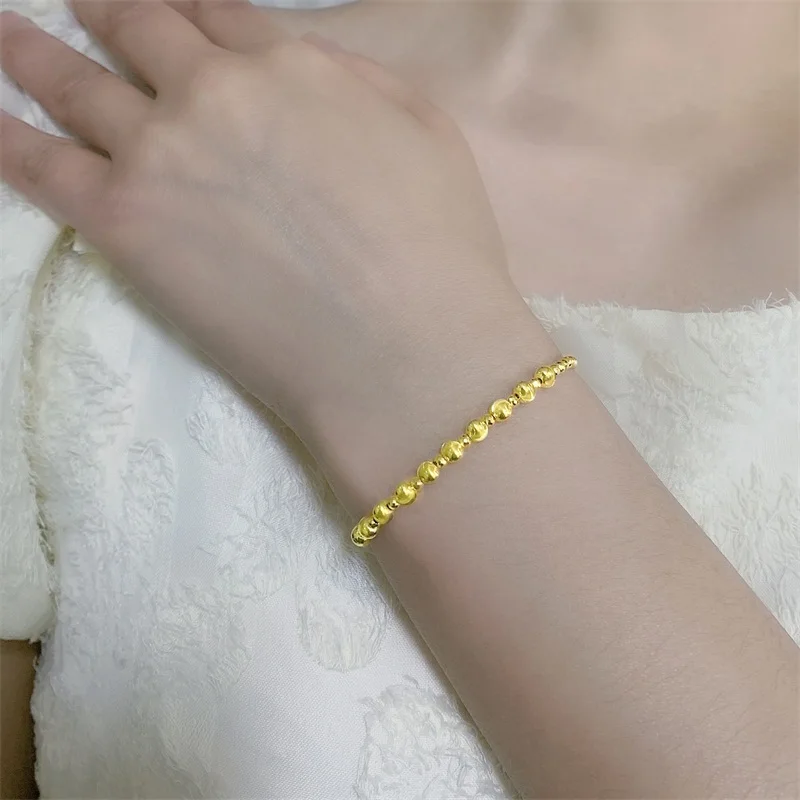 

ZHIXI Pure 18K Gold Bracelet Fine Jewelry Real AU750 Cat Eye 3-4mm for Women Trendy Party Gift Adjustable S582-1