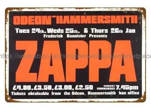 1978 Frank Zappa UK концертный плакат металлический жестяной знак стена домашняя таверна