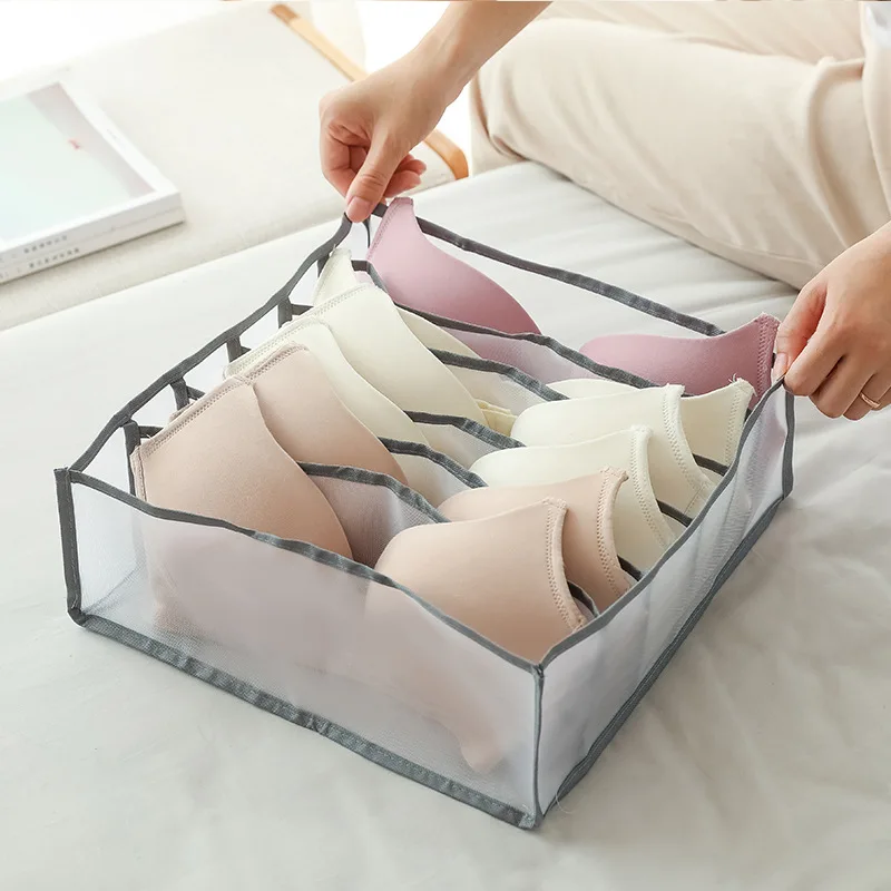 

Jeans Clothes Divider Storage Box Closet Drawer Thick Pants Sweater Underwear Sock Mesh Separation Boxs Can Washed Organizer Bag