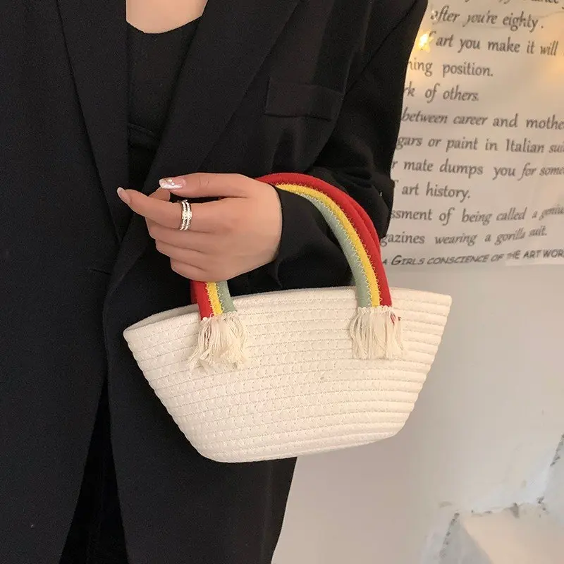 

Плетеная Сумка-тоут, женские богемные сумки на плечо для женщин, лето 2022, пляжные соломенные сумки и кошельки, женские дорожные сумки для пок...