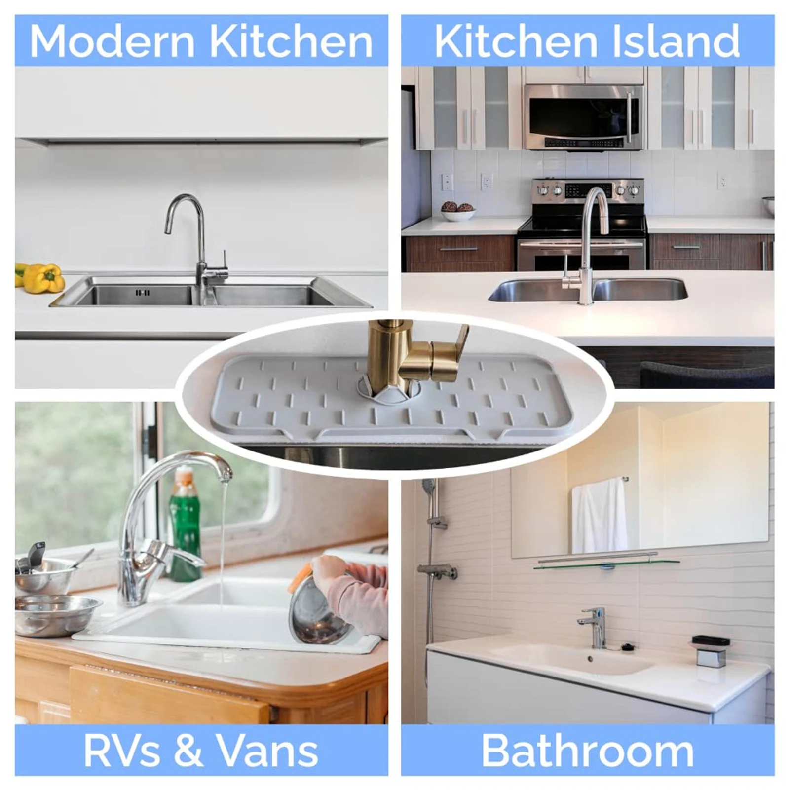 

Faucet Absorbent Mat For KitchenSilicone Sink Splash Guard Faucet Absorbent Mat Silicone Faucet Drip Catcher Ultra Absorbent &