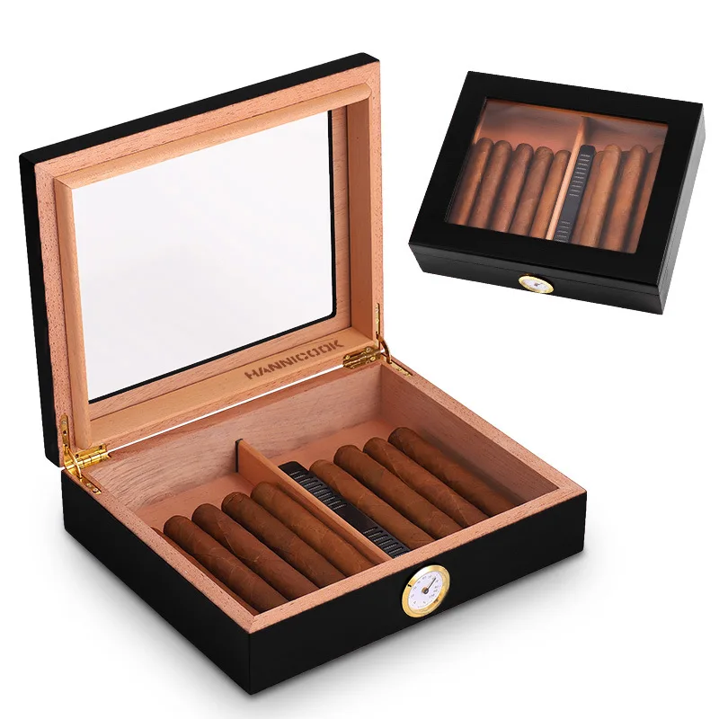 

Дорожная коробка для сигар из кедрового дерева, портативный чехол для сигар с увлажнителем и гигрометром, Коробка Для Хранения Сигар