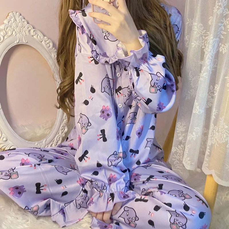 

Women's Pajamas Spring and Autumn Japanese Style Cute Sister Long-Sleeved Trousers Home Wear Suit Two-Piece Set