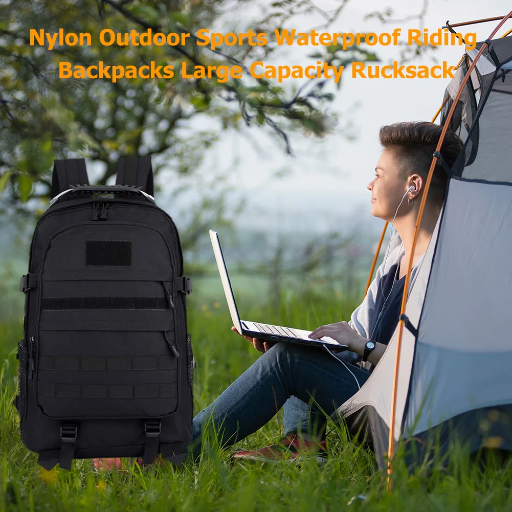 

Прочные уличные сумки, износостойкие однотонные нейлоновые рюкзаки для верховой езды, рюкзак для хранения на открытом воздухе, водонепрони...