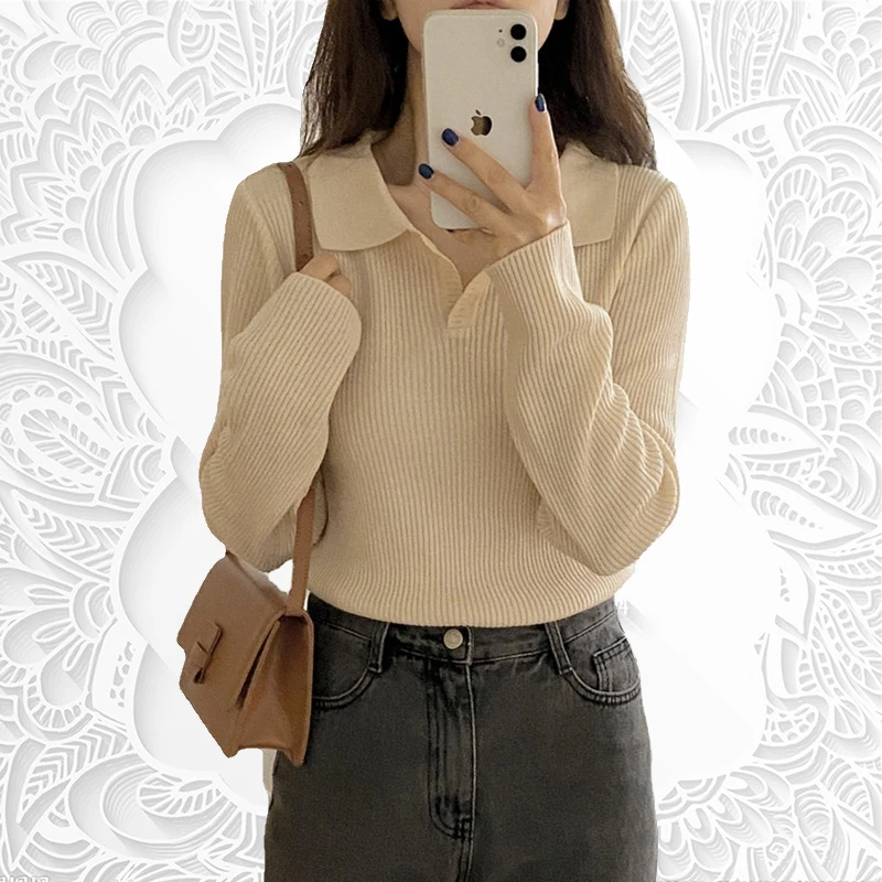 

Женский осенне-зимний пуловер, женский свитер с длинным рукавом, Облегающая водолазка, свитер-поло с воротником-стойкой, внутренний джемпер