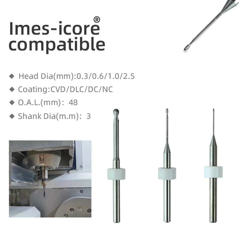 

3mm/6mm Shank Dental Diamond Coated Milling Burs Imes icore CORITEC 150i 250i 350i 450i 650i Zirconia Dry Milling Cutter
