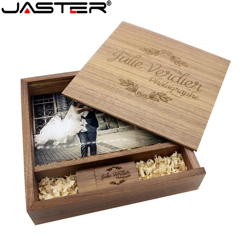 

JASTER Maple Photo Album Wood USB+Box Memory Stick Pendrive 8GB 16GB 32GB 64GB 128GB Photography Gift Free LOGO (170*170*35 MM)