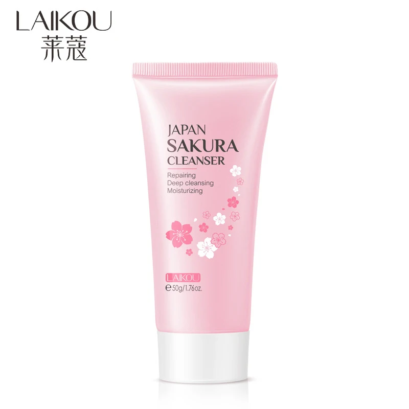 

LAlKOU Japan Sakura Gentle Cleansing Facial Cleanser Shrink Pores Deep Clean Oil Control Remove Blackhead Moisturizing Skin Care