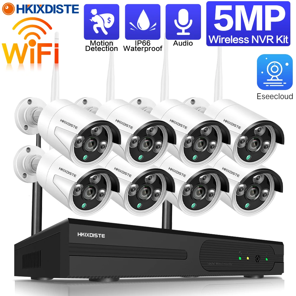 

Wifi CCTV Camera Security System Kit 8CH 5MP Wireless NVR Kit Outdoor Night Vision Wifi IP Camera Video Surveillance System Set