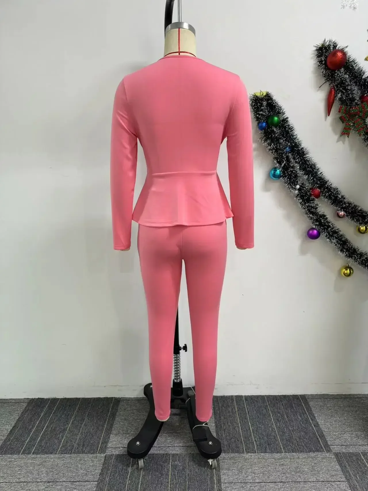 Осень-зима модный повседневный однотонный комплект из двух предметов