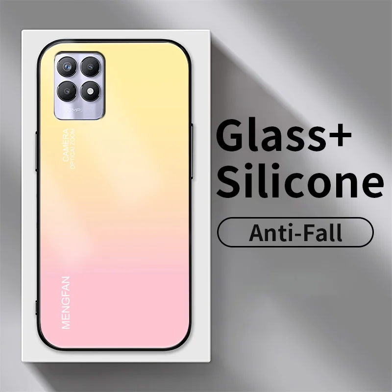 

Light -colored Gradient Case for Realme 8i 9i 9 10 Pro Plus V25 Q5 Narzo 50 4G Tempered Glass Case Cell Phone Cover Anti -fall