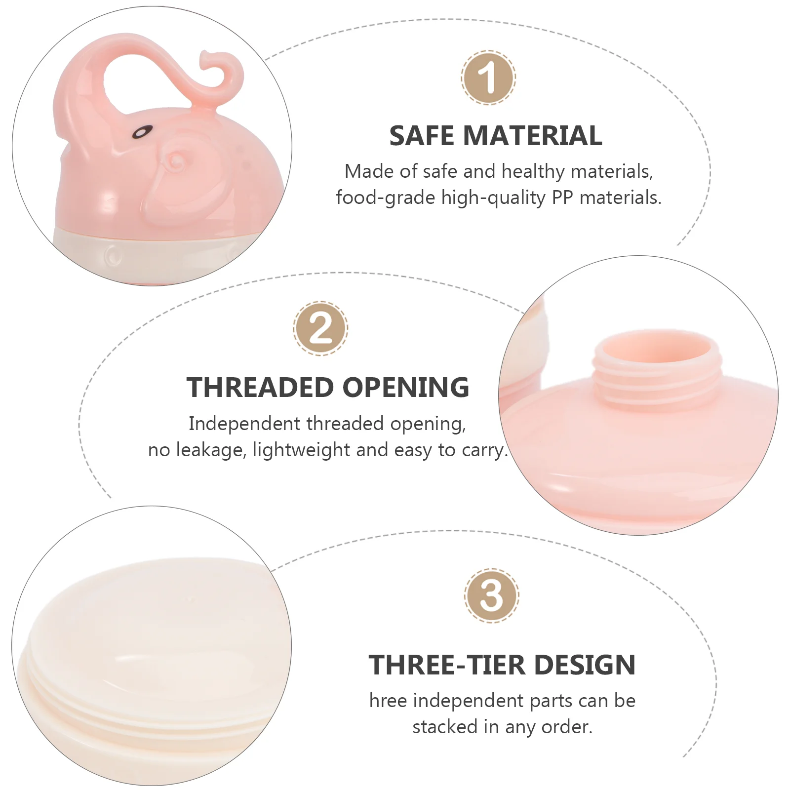 Коробка для детского сухого молока с рисунком слона 3-слойный портативный