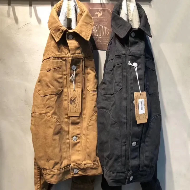 Куртка Amekaji Мужская джинсовая рабочая одежда в американском стиле с отложным