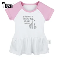 idzn summer new i really look up to my papa baby girls cute short sleeve dress infant funny pleated dress soft cotton dresses