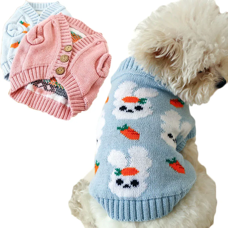 

Cartoon Pet Cat Sweater Dog Clothes Winter Cardigan Knitted Jumper Coat Dog Costume For Small Dogs Chiwawa Puppy Cat Sweaters XS