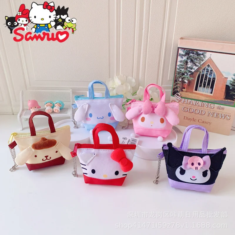 

Sanrio Melody Kuromi Hello Kitty Cinnamoroll Pochacco Japanese Cartoon Coin Purse Children's Tote Bag Bus Card Coin Storage Bag