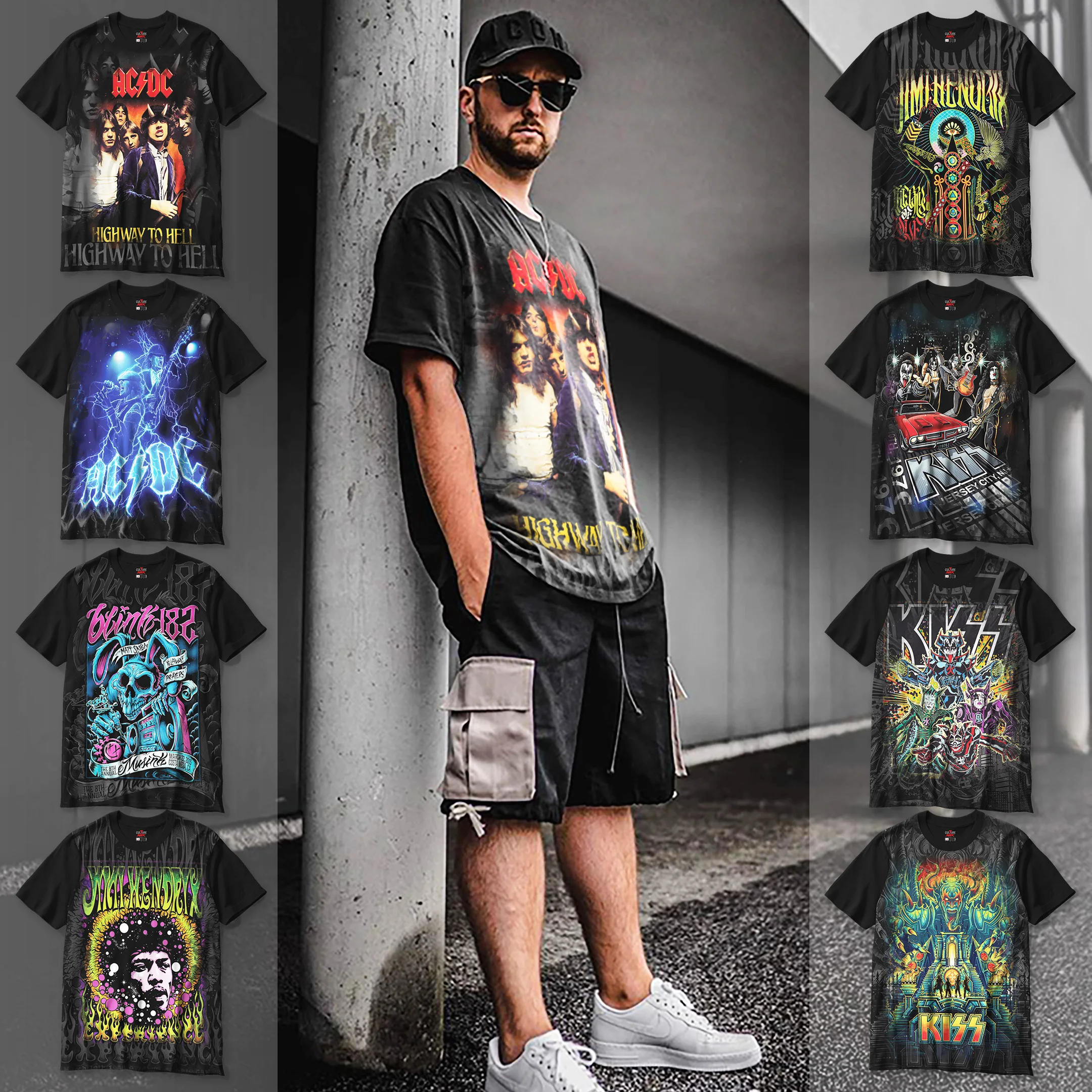 

Skateboarding T-Shirts Classic Rock Band Printed Unisex Black T Shirt