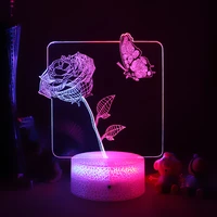 rose pattern two colorful tone lamp two for kid bedroom deco birthday gift manga led light girlfriend valentines day gift