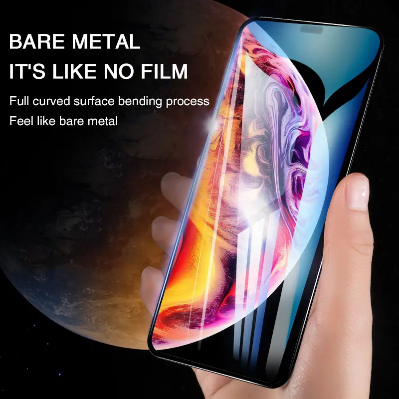 1-3Pcs 9D Full Cover Protective Glass for IPhone X XR 11 12 13 PRO MAX  Tempered Glass on IPhone 7 8 Screen Protector