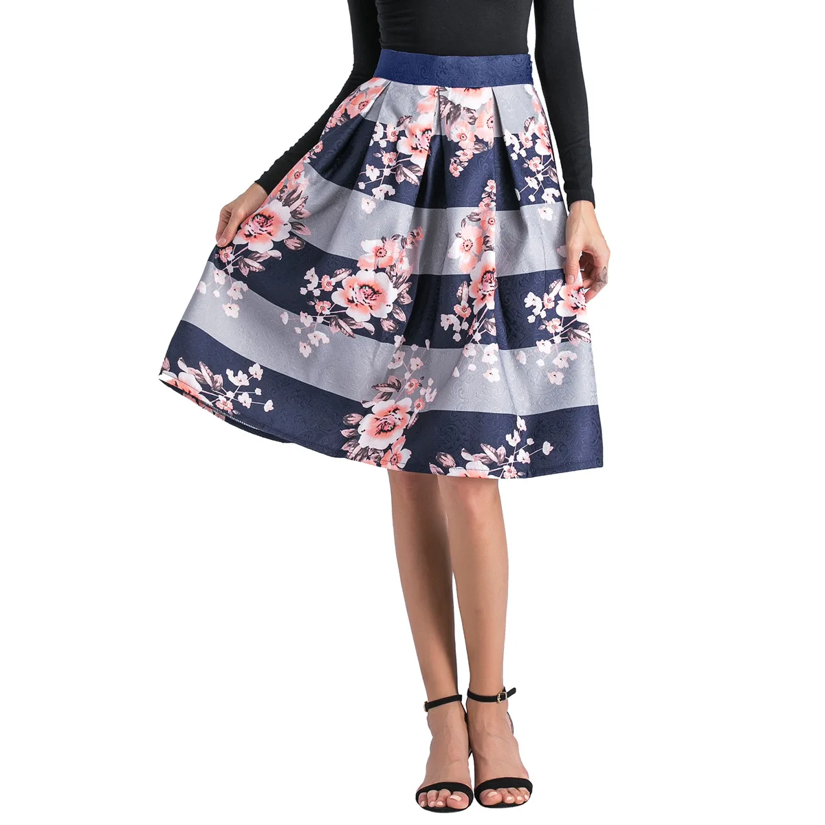 

2022 new printed skirt casual fashion long skirt women's spring and summer zipper elegant women's skirt clearance