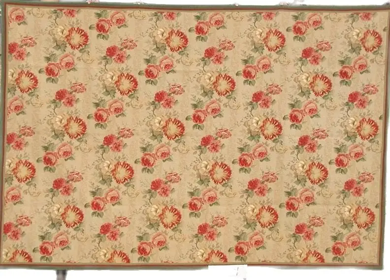 

Free shipping 9'X12' hand knotted rose needlepoint rugs 100% New Zealand handmade carpet hand knotted area carpet rugs