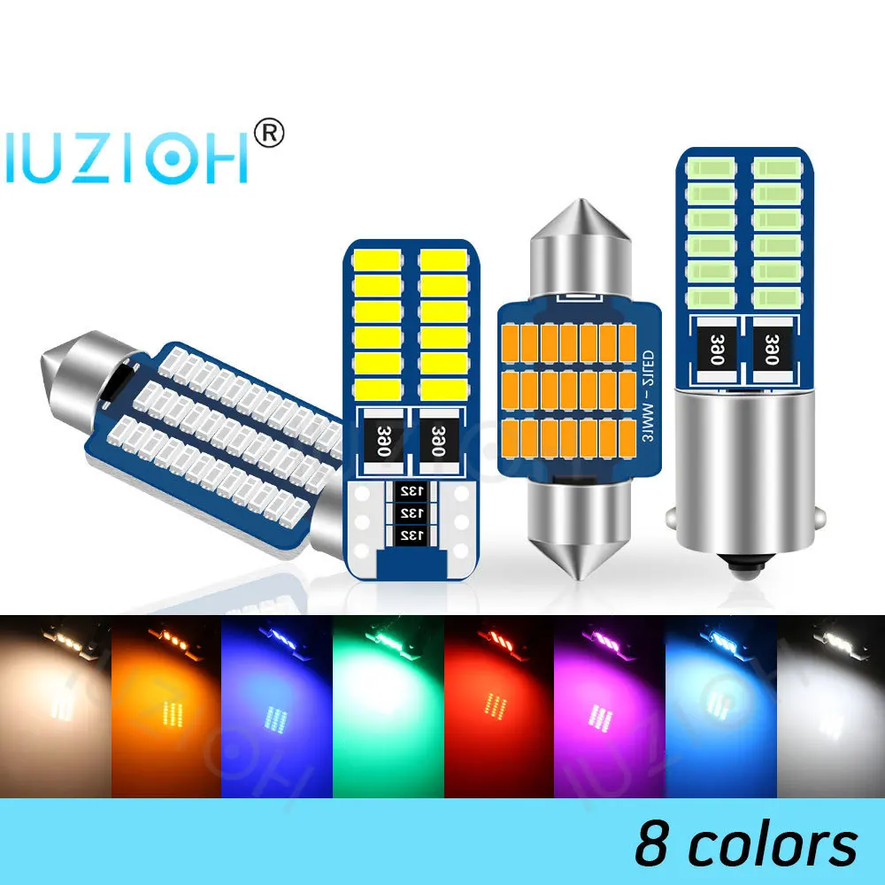 

IUZIOH 2 шт. C5W Festoon 31 мм C10W Led 28 мм 36 мм 39 мм 41 мм Лампа для салона автомобиля T10 W5W BA9S Сигнальная лампа Свет Теплый Белый Красный Синий