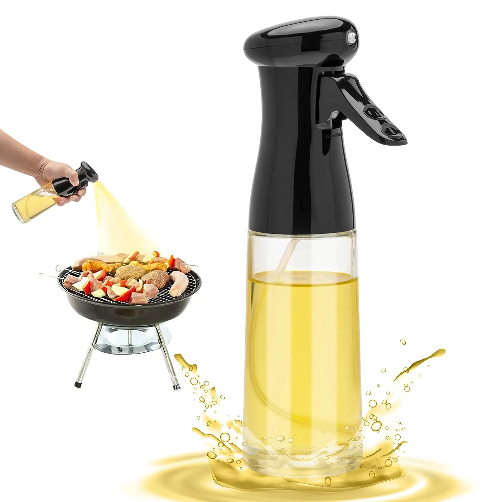 

Oil Sprayer for Cooking - 200ml Glass Olive Oil Sprayer, Oil Dispenser Bottle Spray Mister - Refillable Food Grade Oil Vinegar
