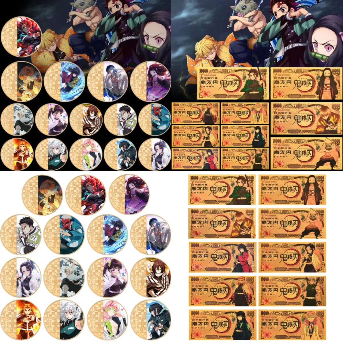 

Памятная монета из золотой фольги с изображением рассекающего демонов, японской анимации, периферийная, коллекционная золотая монета, памя...