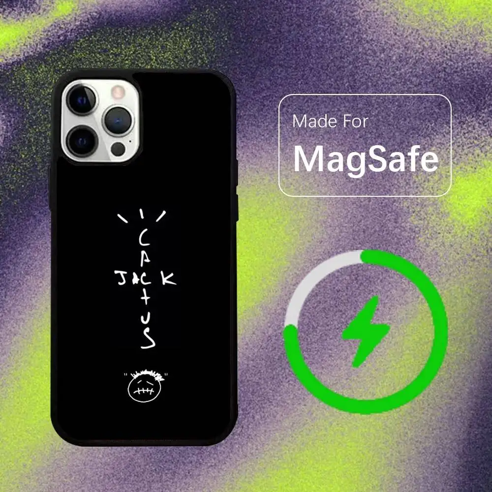 Фото Чехол C-Cactus J-Jack Travis Scott для беспроводной зарядки Magsafe для iPhone 15, 16, 17, 13, 14, 11, 12, Pro, Max, Plus, E, Air, Mini, магнитный №3