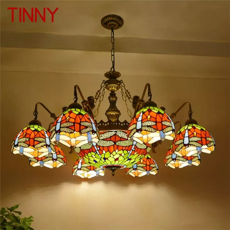 TINNY Tiffany European Living Room PendantLamp Vintage Creative Color Glass restaurant Bedroom Hotel Villa Chandelier Specifica