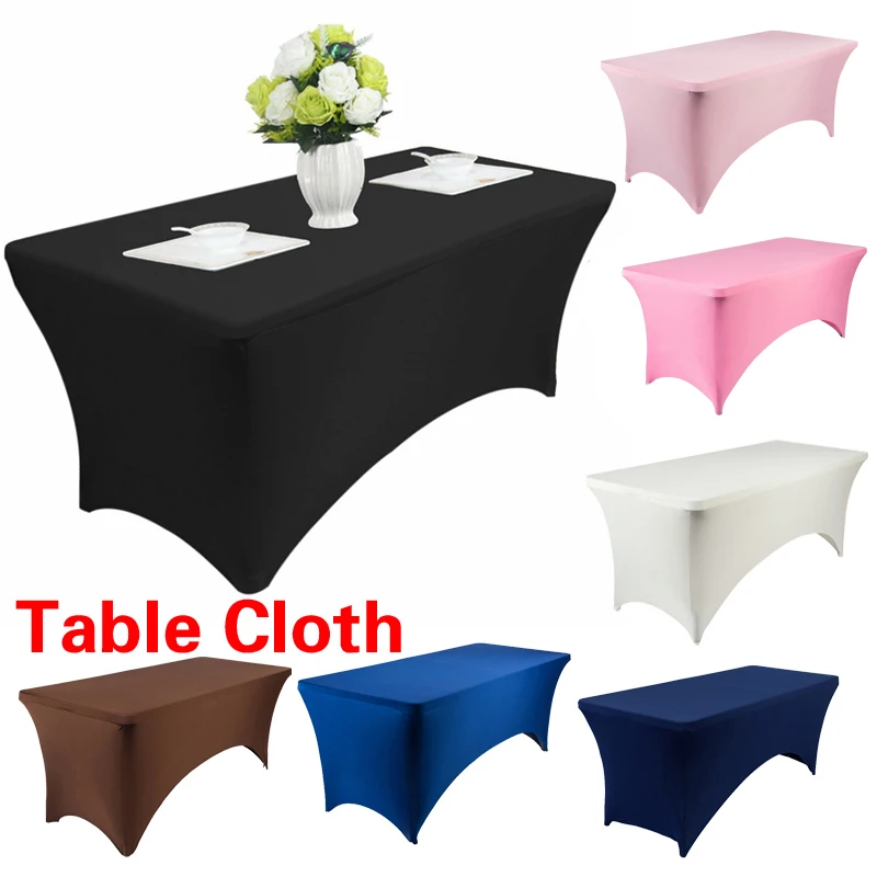

1PC Elastic Wedding Dining Decor Rectangular Spandex Tablecloth Stretch Table Cover Elegant Party 4\6 FT Dinning Table Decor