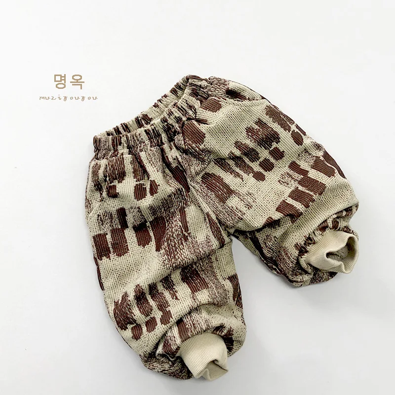 

Зимние детские брюки для мальчиков 2023, корейские хлопковые флисовые плотные детские спортивные брюки с принтом для младенцев, детские спортивные брюки с эластичным поясом для мальчиков