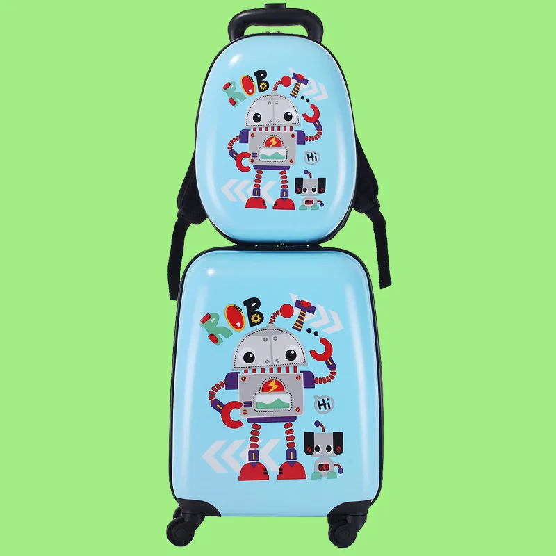 Children's trolley suitcase with backpack 18 inch + 13 inch universal wheel travel luggage bag boys girls cartoon cute luggage