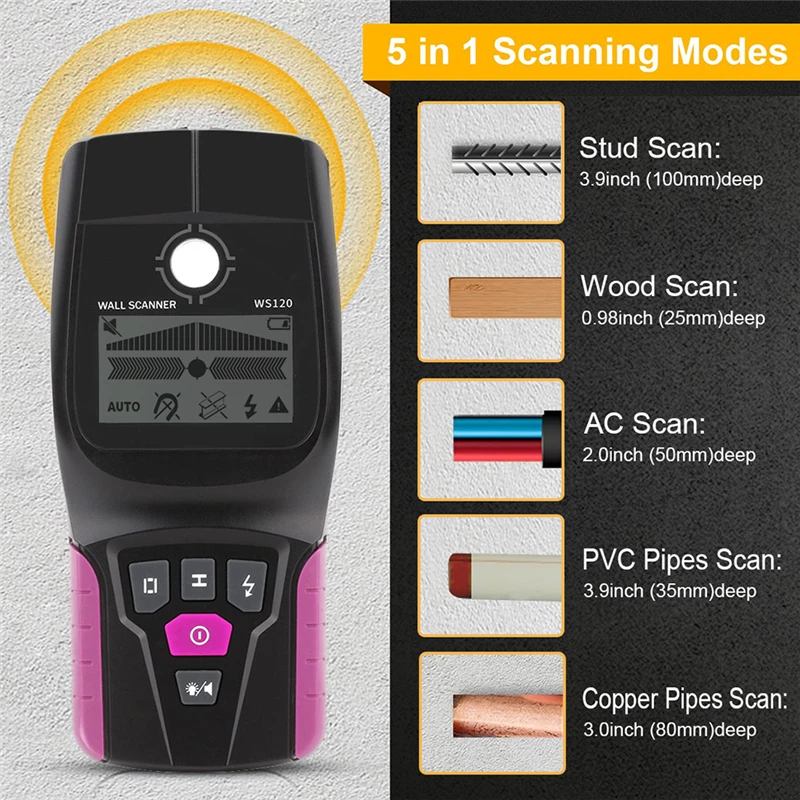 

Metal detector Wall Scanner with Positioning Hole metal detectors for Cable Wires Metal Wood Stud Find Detection 금속탐지기