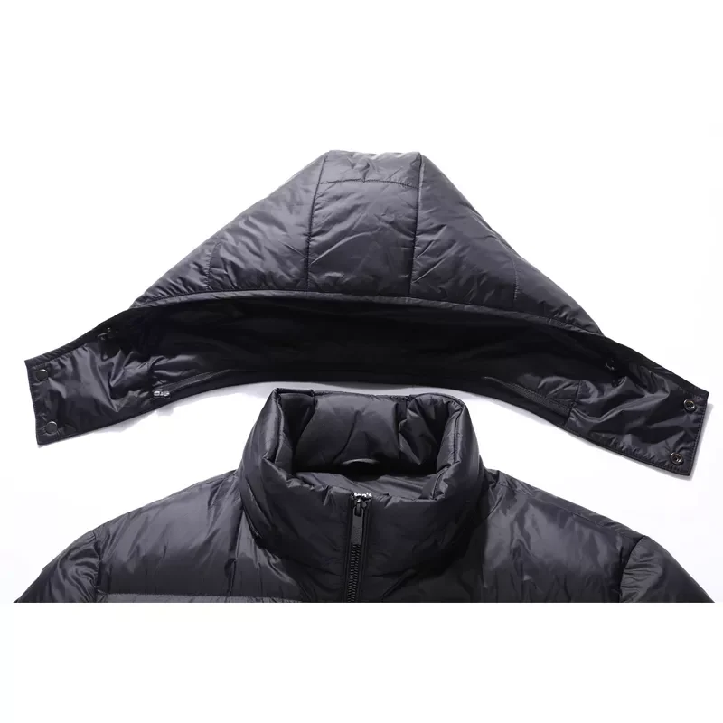 2022New Winter Men's Mid-length Warm Down Jacket Fashion Casual Hooded White Duck Down Coat Male Brand Clothing