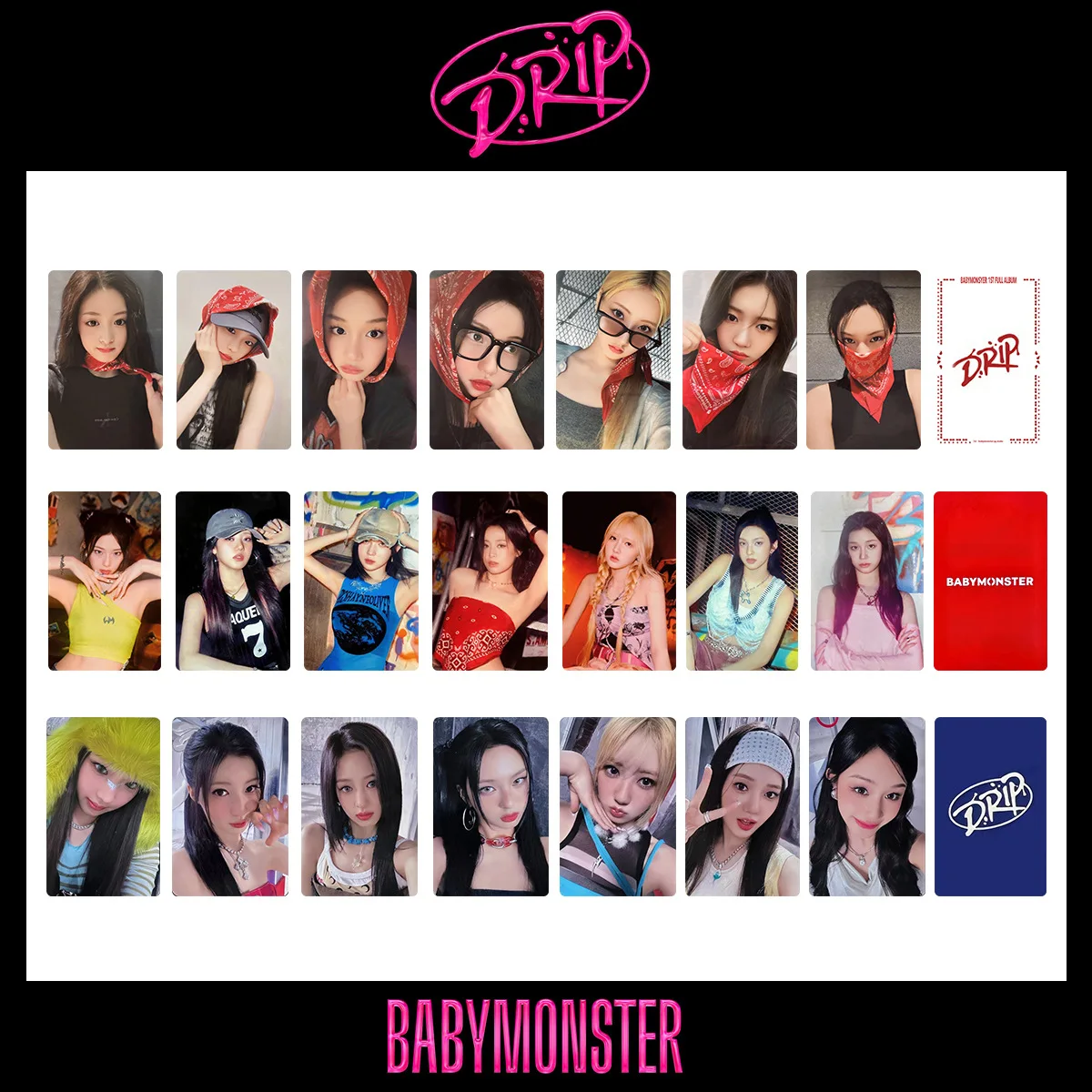 Коллекционная фотокарта Kpop BABYMONSTER с двухсторонним принтом 7 шт