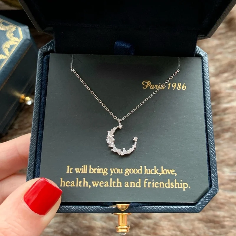 

Роскошное ожерелье GY в стиле ретро из серебра 925 пробы с геометрическим рисунком и кристаллом в виде Луны