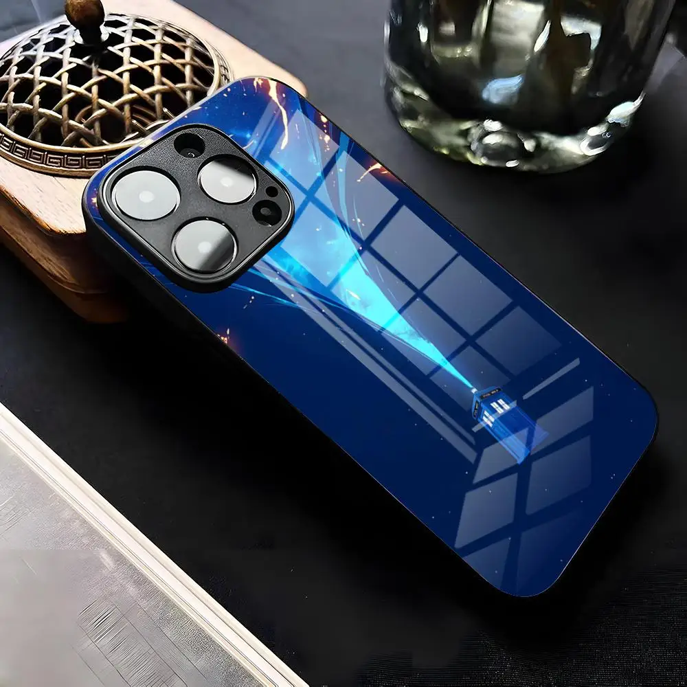 Фото Чехол для телефона D-Doctor W-Who для iPhone 17 Air 16 E Pro Max 15 14 13 Mini 12 Pro 11 Max Plus, черный, стеклянный №1