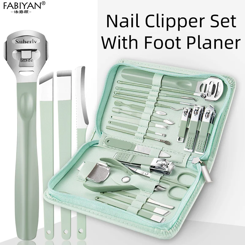 

7/10/12/16/22/35Pcs Manicure Set Nail Clipper Cutter Care Pedicure Dead Skin Pliers Tools With Case Green