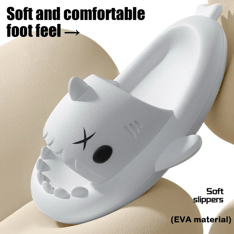 Shevalues Shark Slippers Women 2023 Summer Pirate Cartoon Platform Slippers House Women Slides Outdoor Couple Beach Flip Flops