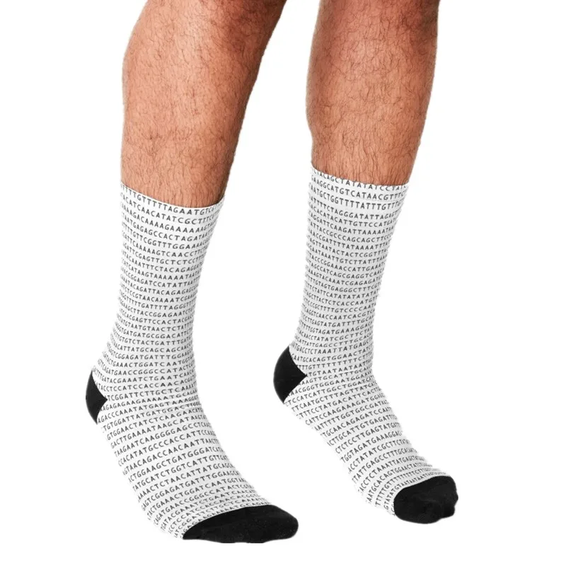 Men's Funny socks DNA Sequence The Genetic Code Socks harajuku Men Happy hip hop Novelty boys Crew Casual Crazy Socks for men