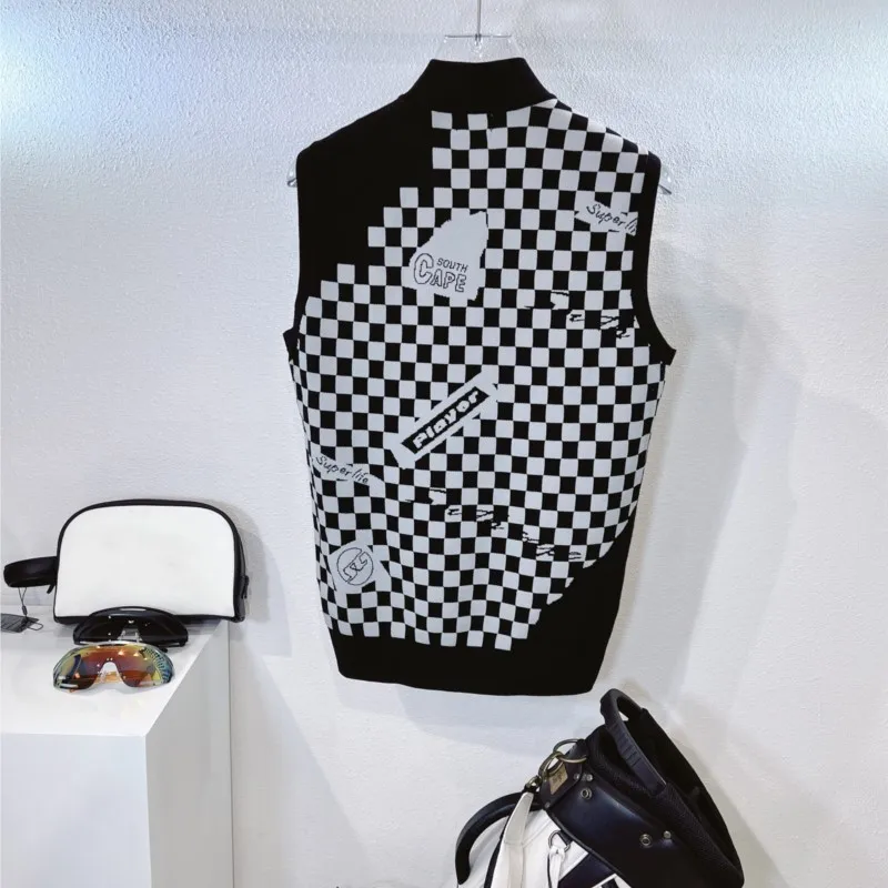 Men's V-Neck Solid Color Vest Cardigan Blue Sleeveless Simple Knitted Vest Casual