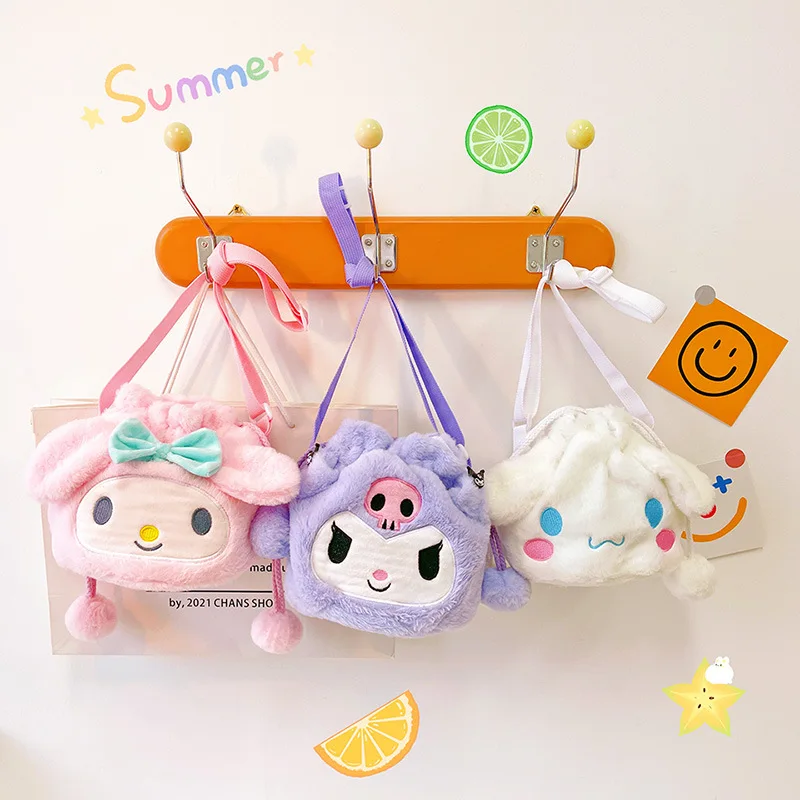 

Sanrio Kuromi Melody Cinnamoroll фигурки плюшевые сумки для кукол набивные аниме рюкзак сумка на одно плечо Аксессуары для девочек игрушки подарки