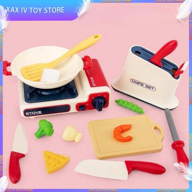 

11pcs/set Simulate Gas Stove Vegetable Shrimp Music Led Lights Kids Kitchen Toy Set Play House Interactive Toy Baby Best Gift