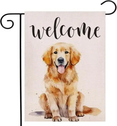 Приветственный садовый флаг для собак Golden Retriever 12 5X18 дюймов двухсторонний