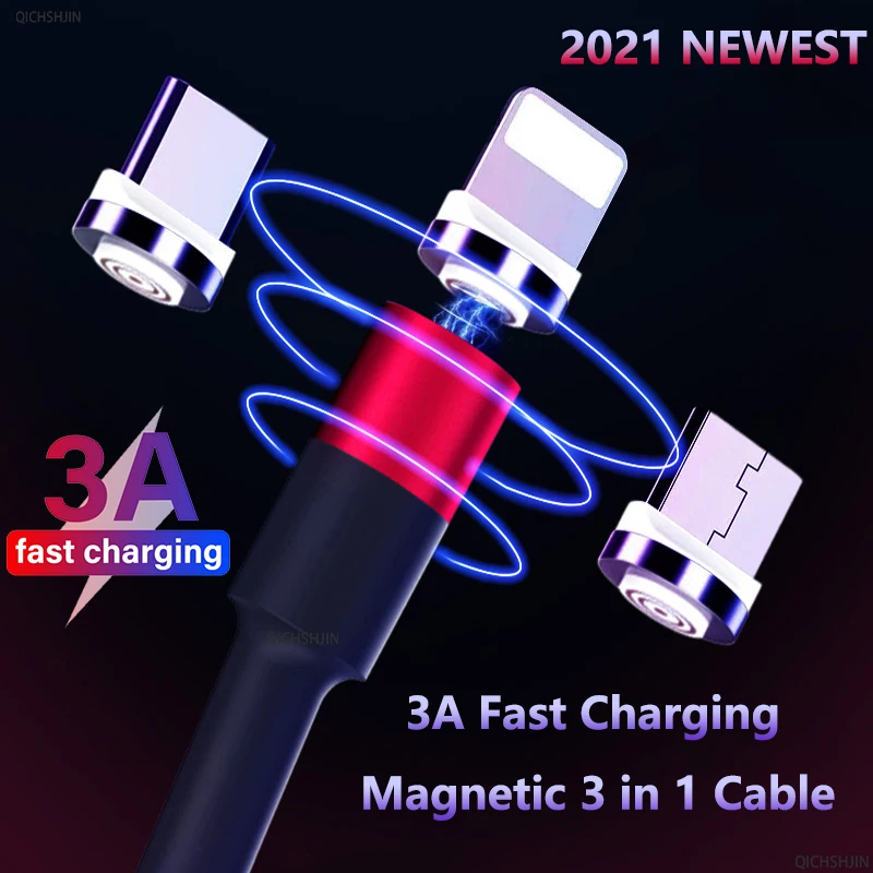 

Magnetic Cable 3A Fast Charging Micro USB Type C Cable For iPhone 13 Xiaomi Redmi Huawei Samsung Quick Charge Mobile Phone Cord