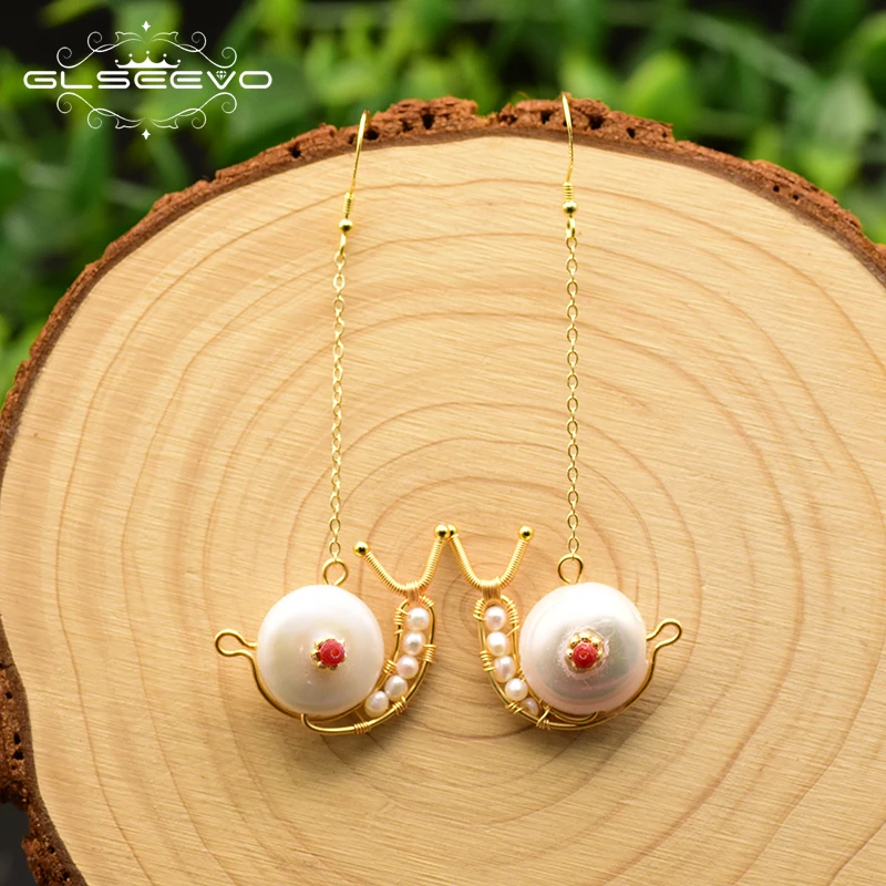 Женские серьги-подвески с жемчугом и пресноводным |