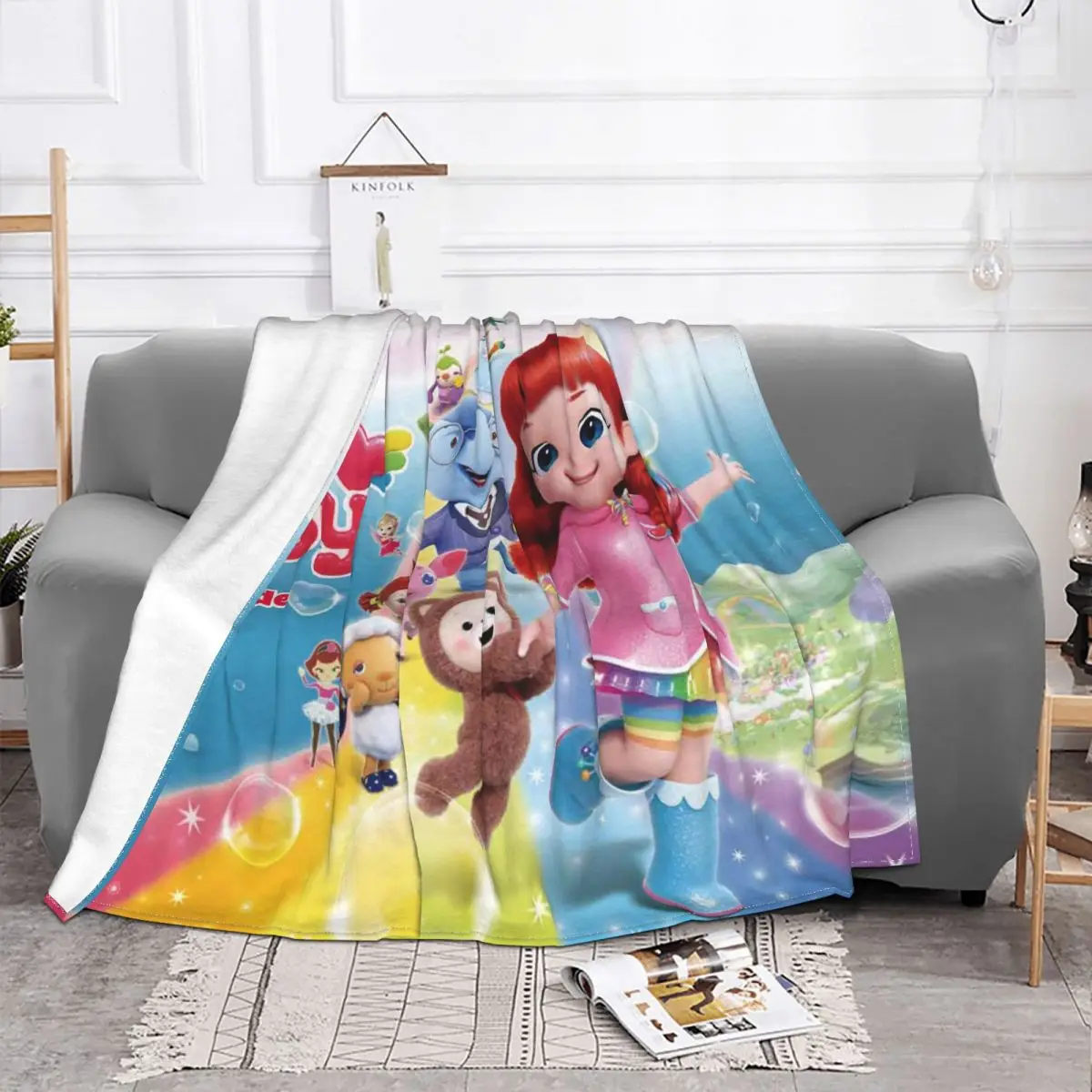 Одеяло с радужным Рубином Лулу и медведем Фланелевое летнее мультяшное аниме