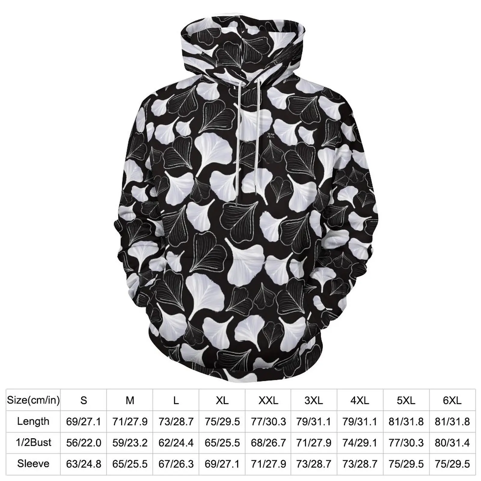 Толстовки с принтом Ginko Biloba черно-белая уличная одежда пуловер оверсайз