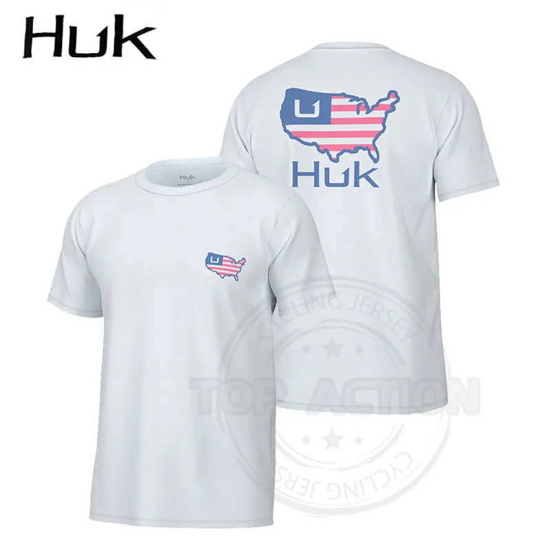 

HUK 2023 Short Sleeve Performance Fishing Shirts Men Summer Fishing Jerseys Outdoor Sun Protection Breathable Angling Clothing